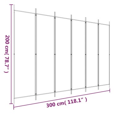 vidaXL Διαχωριστικό Δωματίου με 6 Πάνελ Καφέ 300x200cm από Ύφασμα 1 τεμ.