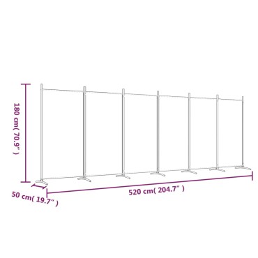 vidaXL Διαχωριστικό Δωματίου με 6 Πάνελ Καφέ 520x180cm από Ύφασμα 1 τεμ.