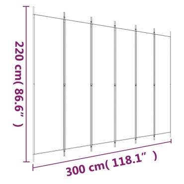 vidaXL Διαχωριστικό Δωματίου με 6 Πάνελ Μαύρο 300x220cm από Ύφασμα 1 τεμ.