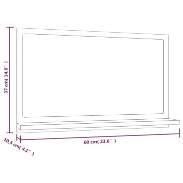 vidaXL Καθρέφτης Μπάνιου Καφέ Δρυς 60x10,5x37cm Επεξεργ. Ξύλο 1 τεμ.