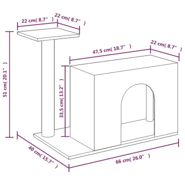 vidaXL Γατόδεντρο Κρεμ 51 εκ. με Στύλους Ξυσίματος από Σιζάλ