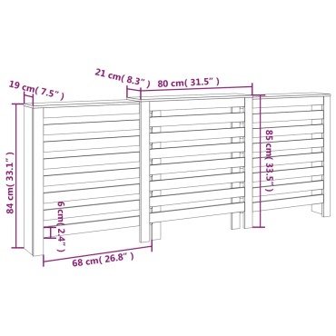 vidaXL Κάλυμμα Καλοριφέρ Γκρι 210x21x85 εκ. από Μασίφ Ξύλο Πεύκου