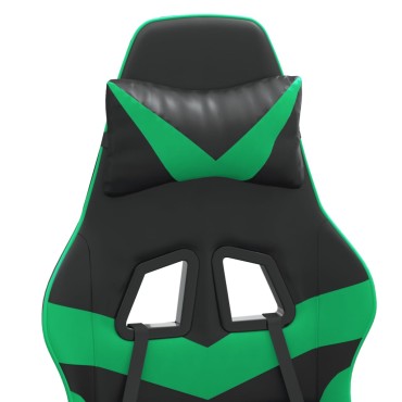 vidaXL Καρέκλα Gaming Μαύρο/πράσινο από Συνθετικό Δέρμα 57,5x59,5x(121-131)cm 1 τεμ.