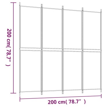 vidaXL Διαχωριστικό Δωματίου με 4 Πάνελ Λευκό 200x200cm από Ύφασμα 1 τεμ.