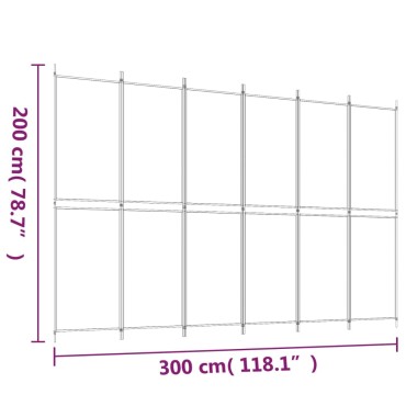 vidaXL Διαχωριστικό Δωματίου με 6 Πάνελ Λευκό 300x200cm από Ύφασμα 1 τεμ.