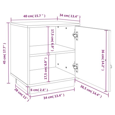 vidaXL Κομοδίνα 2 τεμ. Λευκό 40x34x45cm από Μασίφ Ξύλο Πεύκου