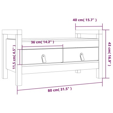 vidaXL Παγκάκι Χολ 80x40x43cm από Μασίφ Ξύλο Πεύκου 1 τεμ.