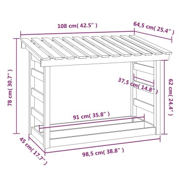 vidaXL Ραφιέρα Καυσόξυλων Λευκό 108x64,5x78 εκ. από Μασίφ Ξύλο Πεύκου