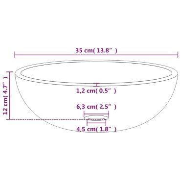 vidaXL Νιπτήρας 35x12 εκ. Χρώμα Χρυσού από Ψημένο Γυαλί