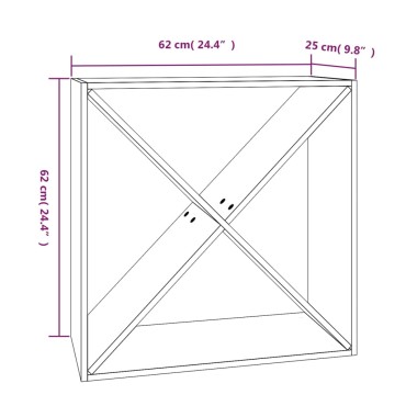 vidaXL Κάβα Κρασιών Μελί 62x25x62cm από Μασίφ Ξύλο Πεύκου 1 τεμ.