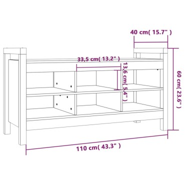 vidaXL Παγκάκι Χολ 110x40x60cm από Μασίφ Ξύλο Πεύκου 1 τεμ.