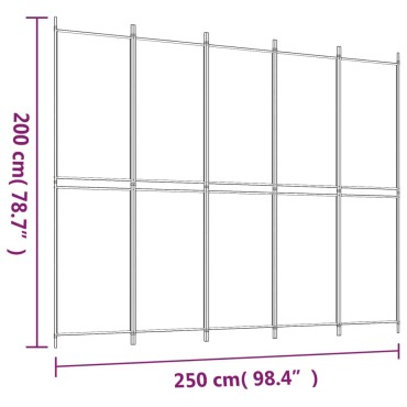 vidaXL Διαχωριστικό Δωματίου με 5 Πάνελ Καφέ 250x200cm από Ύφασμα 1 τεμ.