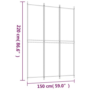 vidaXL Διαχωριστικό Δωματίου με 3 Πάνελ Μαύρο 150x220cm από Ύφασμα 1 τεμ.