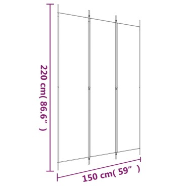 vidaXL Διαχωριστικό Δωματίου με 3 Πάνελ Μαύρο 150x220cm από Ύφασμα 1 τεμ.