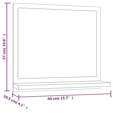 vidaXL Καθρέφτης Μπάνιου Καφέ Δρυς 40x10,5x37cm Επεξεργ. Ξύλο 1 τεμ.