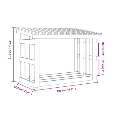 vidaXL Ραφιέρα Καυσόξυλων Καφέ Μελί 108x64,5x77 εκ. Μασίφ Ξύλο Πεύκου