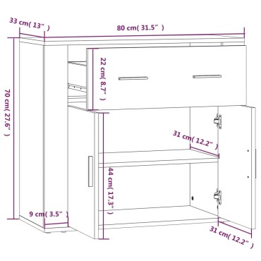 vidaXL Συρταριέρα Μαύρη 80x33x70cm από Επεξεργασμένο Ξύλο 1 τεμ.