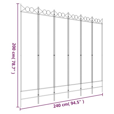 vidaXL Διαχωριστικό Δωματίου με 6 Πάνελ Λευκό 240x200cm από Ύφασμα 1 τεμ.