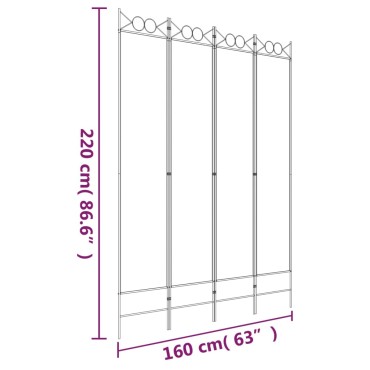 vidaXL Διαχωριστικό Δωματίου με 4 Πάνελ Μαύρο 160x220cm Υφασμάτινο 1 τεμ.