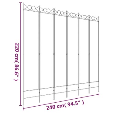 vidaXL Διαχωριστικό Δωματίου με 6 Πάνελ Λευκό 240x220cm από Ύφασμα 1 τεμ.