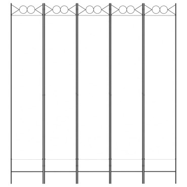 vidaXL Διαχωριστικό Δωματίου με 5 Πάνελ Λευκό 200x220cm από Ύφασμα 1 τεμ.