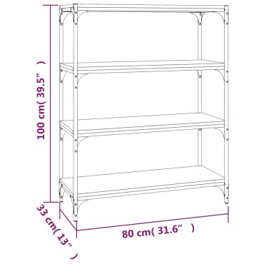 vidaXL Βιβλιοθήκη Μαύρη 80x33x100cm Επεξεργασμένο Ξύλο & Ατσάλι 1 τεμ.