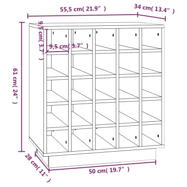 vidaXL Κάβα Κρασιών Μελί 55,5x34x61cm από Μασίφ Ξύλο Πεύκου 1 τεμ.