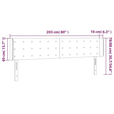 vidaXL Κεφαλάρι Κρεβατιού LED Σκούρο Γκρι 203x16x78/88cm Βελούδινο 1 τεμ.