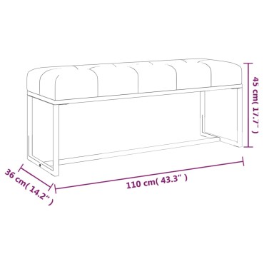 vidaXL Πάγκος Γκρι 110x36x45cm Βελούδινος 1 τεμ.