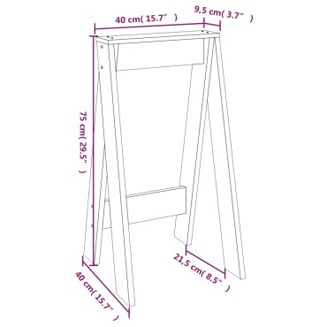 vidaXL Σκαμπό 2 τεμ. Μαύρα 40x40x75cm από Μασίφ Ξύλο Πεύκου