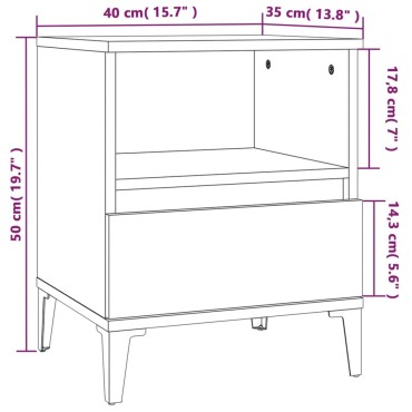 vidaXL Κομοδίνο Μαύρο 40x35x50cm 1 τεμ.