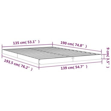 vidaXL Πλαίσιο Κρεβατιού Λευκό 135x190cm Μασίφ Ξύλο Πεύκου Διπλό 1 τεμ. - Μονό