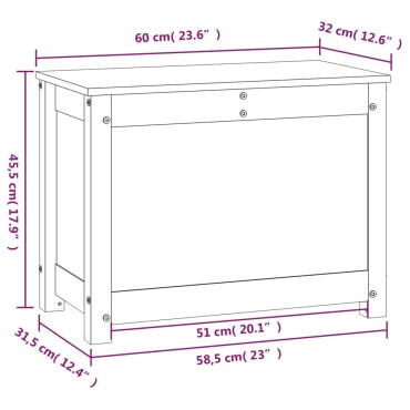 vidaXL Κουτί Αποθήκευσης 60x32x45,5cm από Μασίφ Ξύλο Πεύκου 1 τεμ.