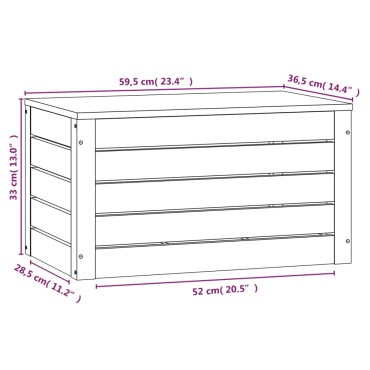 vidaXL Κουτί Αποθήκευσης Λευκό 59,5x36,5x33cm Μασίφ Ξύλο Πεύκου 1 τεμ.