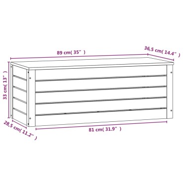 vidaXL Κουτί Αποθήκευσης Λευκό 89x36,5x33cm από Μασίφ Ξύλο Πεύκου 1 τεμ.