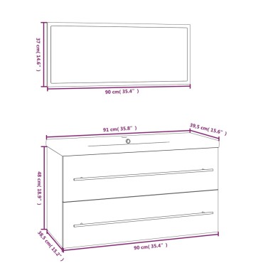 vidaXL Σετ Επίπλων Μπάνιου 3 τεμ. Γυαλ. Λευκό 90x38,5x48cm