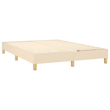 vidaXL Κρεβάτι Boxspring με Στρώμα Κρεμ 140x200cm Υφασμάτινο 1 τεμ. - Διπλό