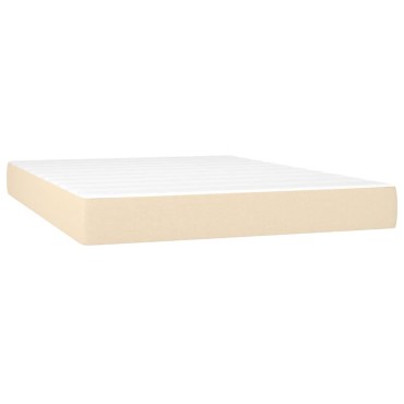 vidaXL Κρεβάτι Boxspring με Στρώμα Κρεμ 140x200cm Υφασμάτινο 1 τεμ. - Διπλό