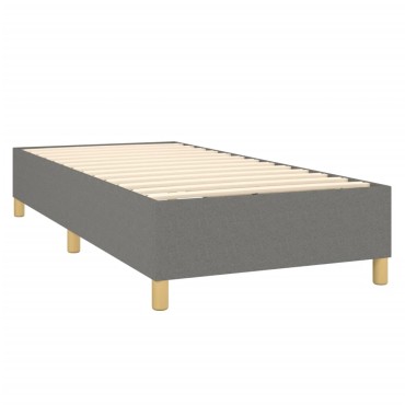 vidaXL Κρεβάτι Boxspring με Στρώμα Σκούρο Γκρι 100x200cm Υφασμάτινο 1 τεμ. - Μονό