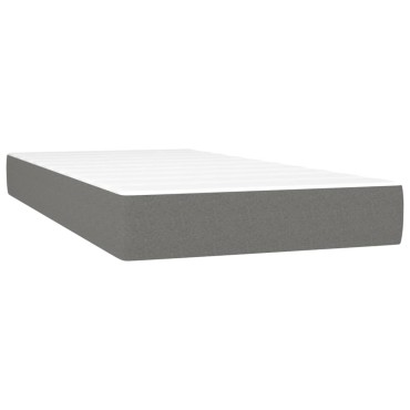 vidaXL Κρεβάτι Boxspring με Στρώμα Σκούρο Γκρι 100x200cm Υφασμάτινο 1 τεμ. - Μονό