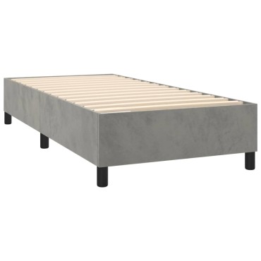 vidaXL Κρεβάτι Boxspring με Στρώμα Ανοιχτό Γκρι 80x200cm Βελούδινο 1 τεμ. - Μονό