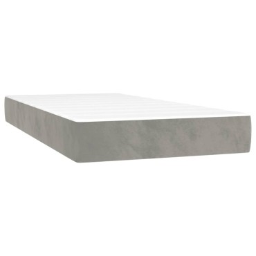 vidaXL Κρεβάτι Boxspring με Στρώμα Ανοιχτό Γκρι 80x200cm Βελούδινο 1 τεμ. - Μονό