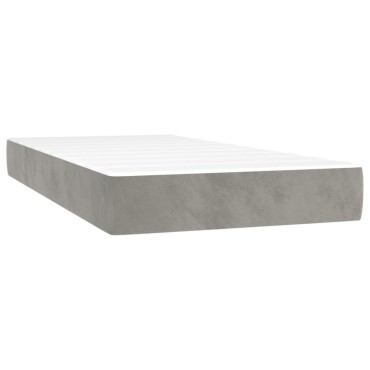 vidaXL Κρεβάτι Boxspring με Στρώμα & LED Αν.Γκρι 80x200cm Βελούδινο 1 τεμ. - Μονό