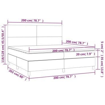 vidaXL Κρεβάτι Boxspring με Στρώμα & LED Ροζ 200x200cm Βελούδινο 1 τεμ. - Διπλό