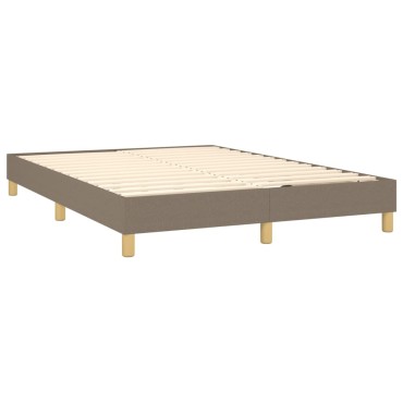 vidaXL Κρεβάτι Boxspring με Στρώμα & LED Taupe 140x200cm Υφασμάτινο 1 τεμ. - Διπλό