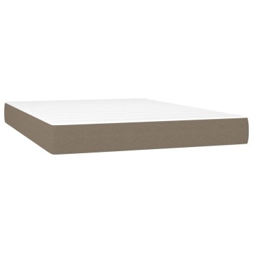 vidaXL Κρεβάτι Boxspring με Στρώμα & LED Taupe 140x200cm Υφασμάτινο 1 τεμ. - Διπλό