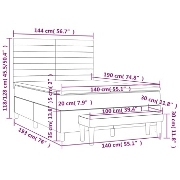 vidaXL Κρεβάτι Boxspring με Στρώμα Ροζ 140x190cm Βελούδινο 1 τεμ. - Μονό