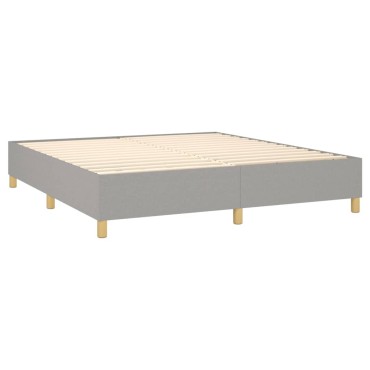 vidaXL Κρεβάτι Boxspring με Στρώμα & LED Αν.Γκρι 160x200cm Υφασμάτινο 1 τεμ. - Διπλό