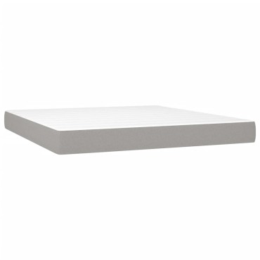 vidaXL Κρεβάτι Boxspring με Στρώμα & LED Αν.Γκρι 160x200cm Υφασμάτινο 1 τεμ. - Διπλό