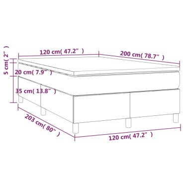 vidaXL Κρεβάτι Boxspring με Στρώμα Taupe 120x200cm Υφασμάτινο 1 τεμ. - Μονό